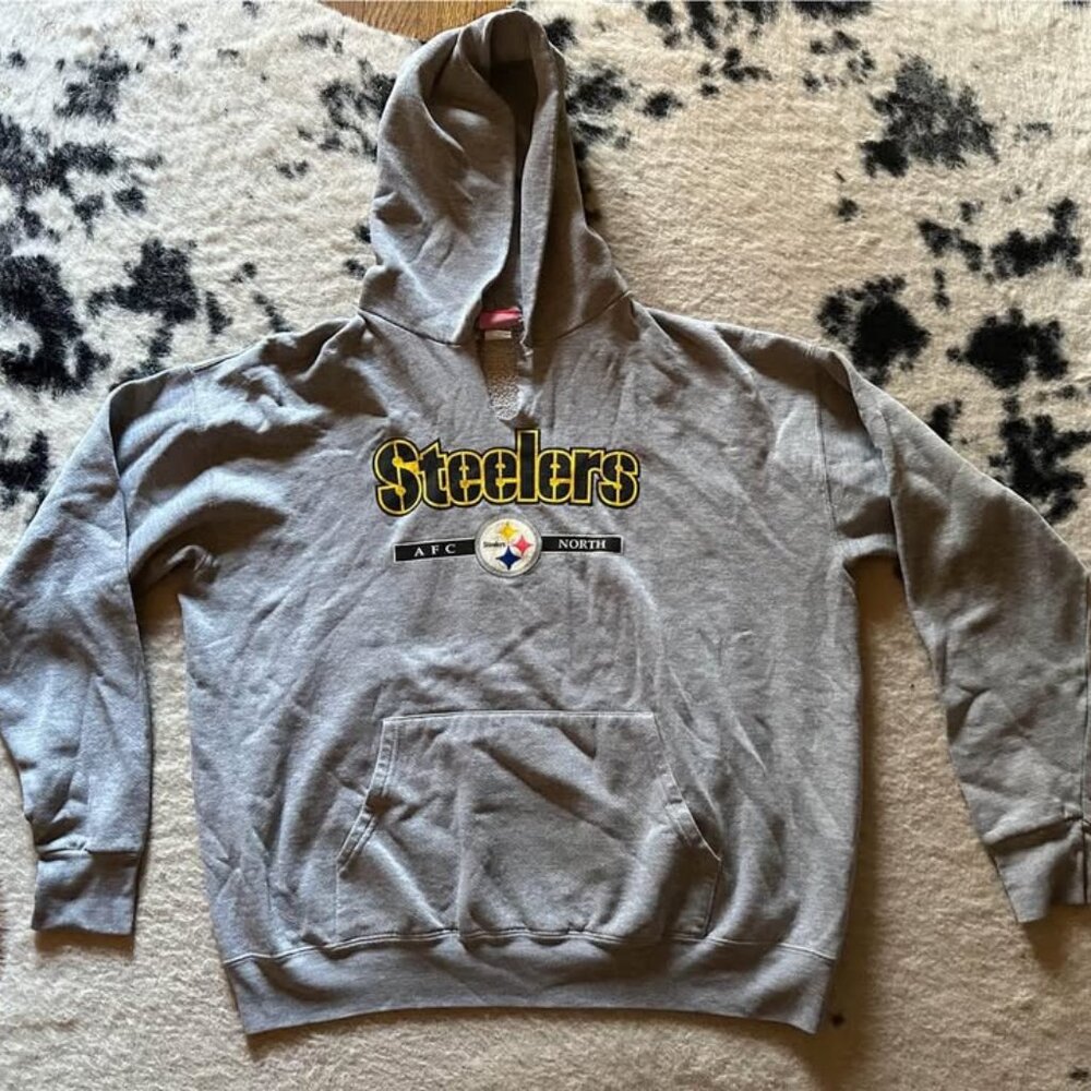 vintage steelers football hoodie - large